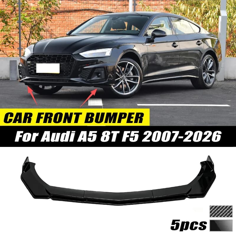 For Audi A5 8T F5 2007-2026 Front Bumper Lip Front Guard Spoiler High-quality ABS Material Body Kit Front Lip Accessories