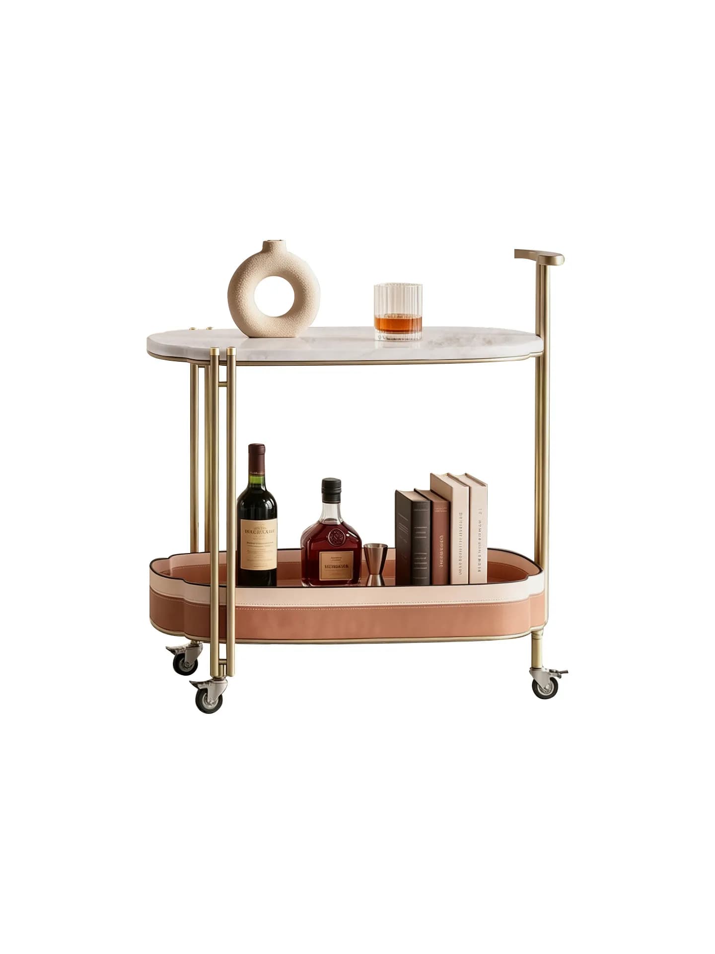 CX removable trolley with roller, living room sofa side double shelf