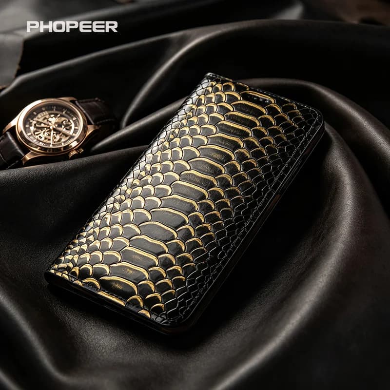 Luxury Leather Phone Case for Huawei Pura Series P60 P50 P40 P30 P20 P10 P9 pro plus Ultra Lite Art E Python-Patterned Design