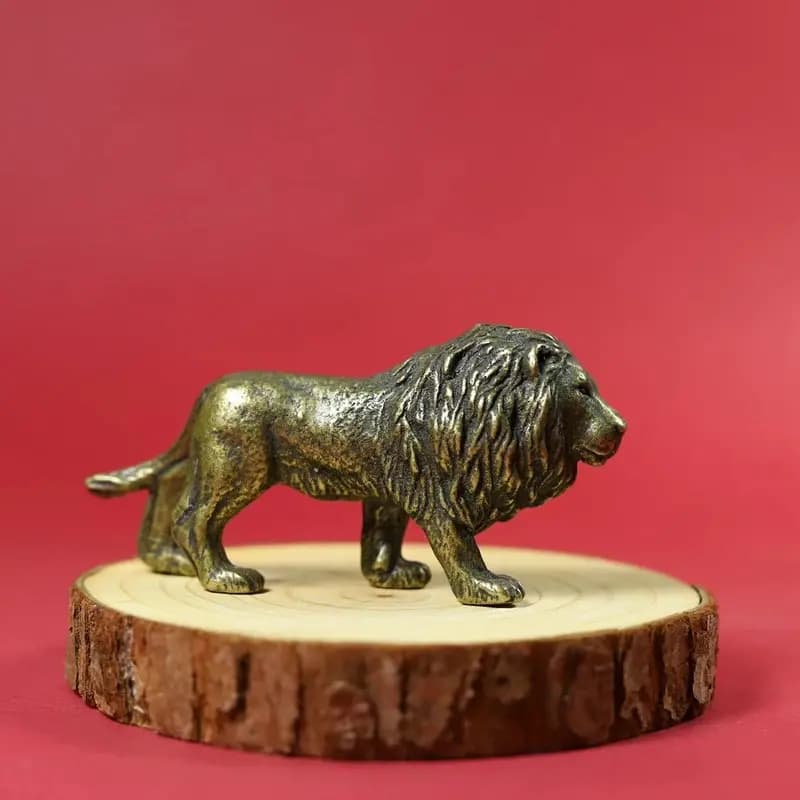 Vintage African Bronze Figurine - Solid Brass Lion Ornament