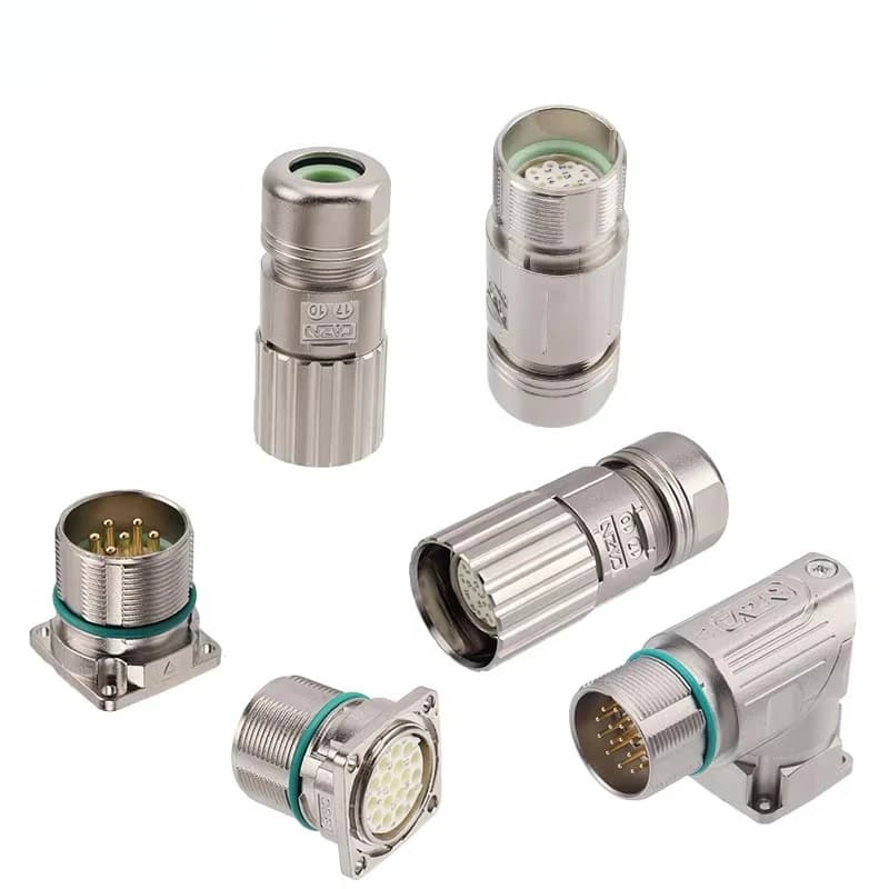 2Pcs IP67 M23 signals power connector 6-19 pins optional, threaded coupling, male and female matching