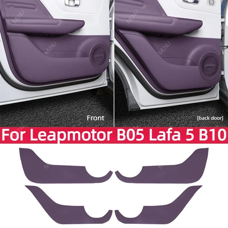 Door Kick Mat For Leapmotor B05 Lafa 5 B10 Accessories,Nappa Leather,Scratch-Proof,Shock-Absorbing,Wear-Resistant,Flexible