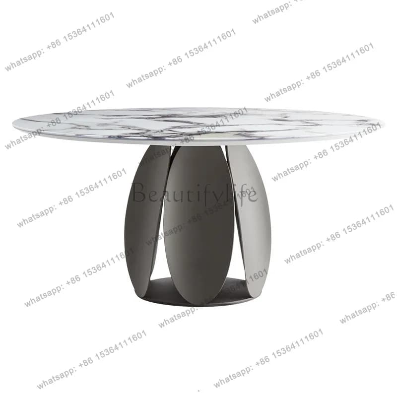 Light luxury rock slab round dining table modern simple restaurant small apartment minimalist