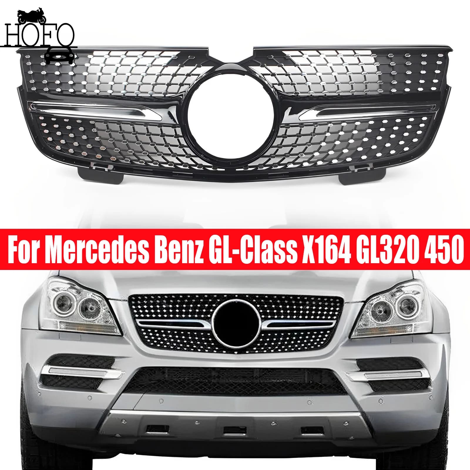For Mercedes Benz GL-Class X164 GL320 2007-2009 GL450 2007-2012  Front Radiator Grille Bumper Grill Middle Grid Inlet Mesh