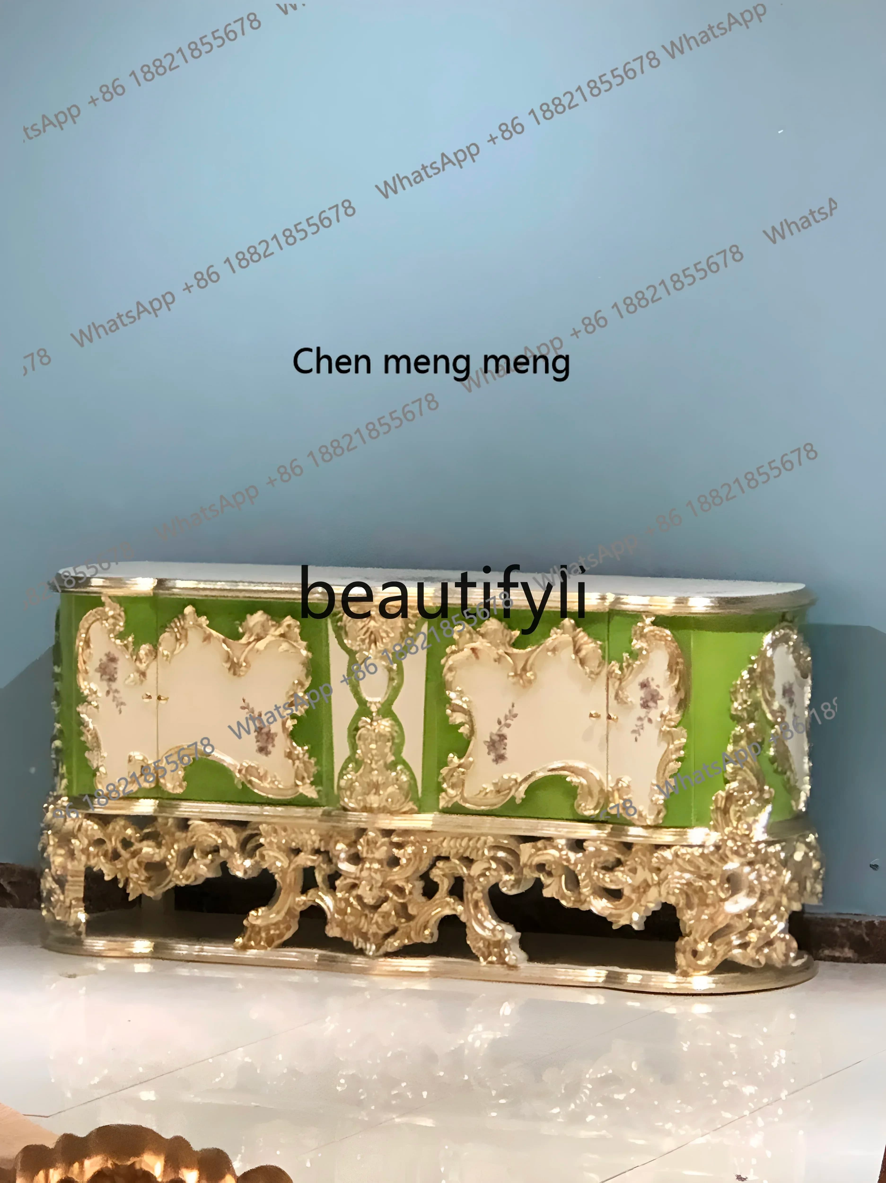 D178  European-style court, luxury decorative cabinets European-style hand-painted gold foil living room display side cabinet