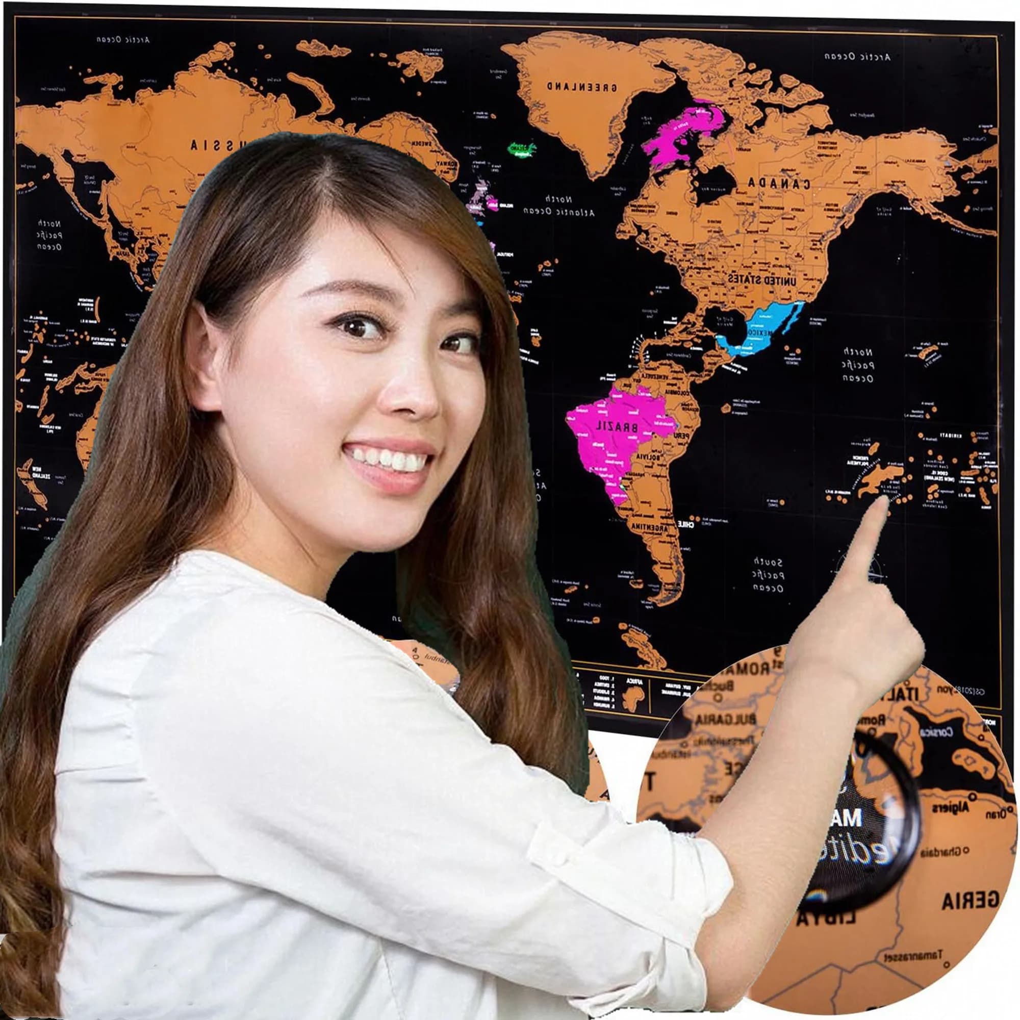 1 PCS Travel Memory Recording Cartography Creative Traveler Gift, Vintage Scratch Off MapssS Poster Wall Art Office Home Decor