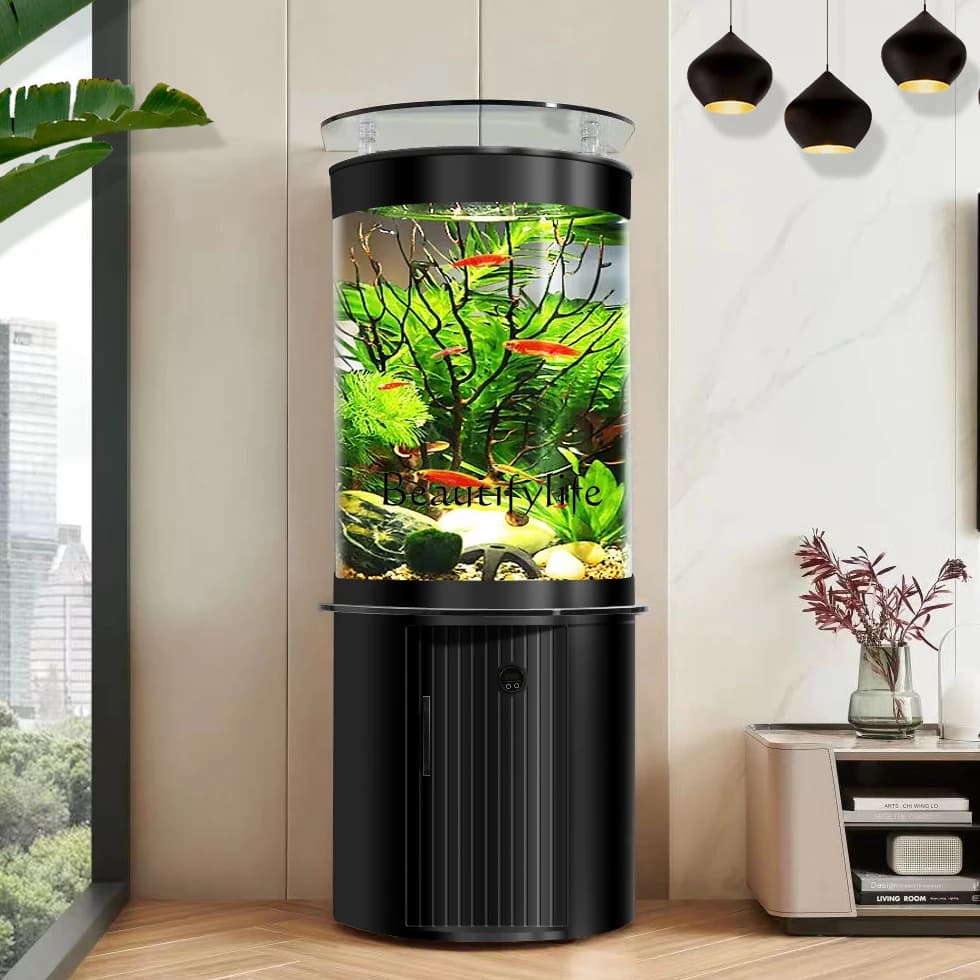 Bottom filter water change-free small semicircular household light luxury goldfish tank ecological aquarium
