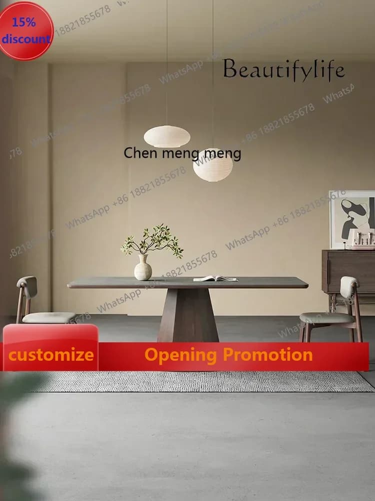 ss7486 SSNordic Rock Plate Dining Table Light Luxury Rectangular Full Support Oak Italian Household Solid Wood Dining TableNew L