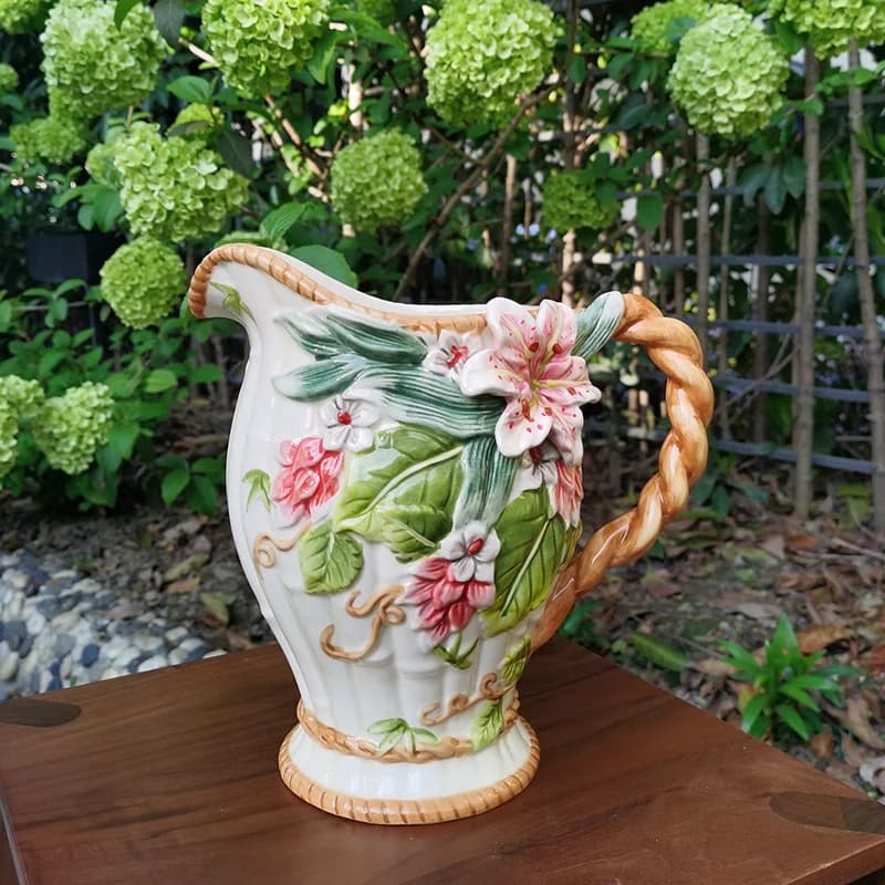 Lily Ceramic Vase Bulbous Floral Home Decor for Farmhouse Table Centerpiece Flower Bouquet Display Rural Style Vase