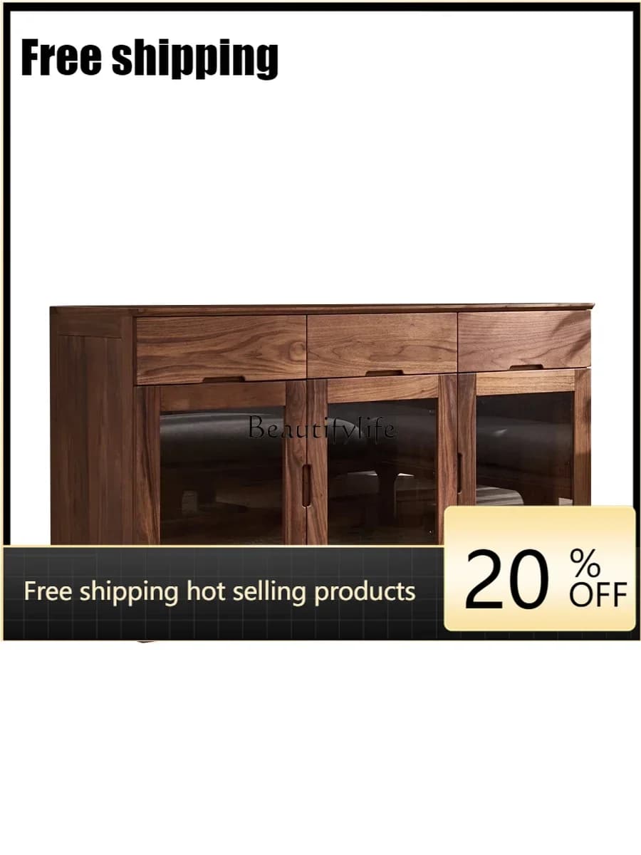 X4 parts and accessoriesSolid wood dining side cabinet North American imported black walnut tea locker