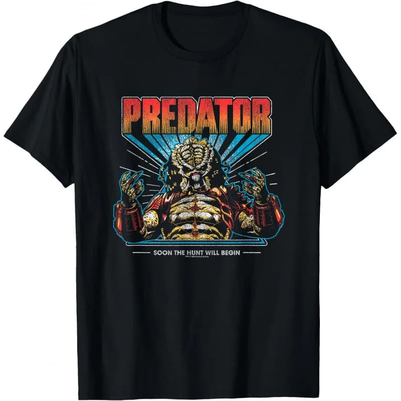 Predator Soon The Hunt Will Begin Monster Sci-Fic Alien Gift T-Shirt 100% cotton Short Sleeve Graphic clothes All size tops