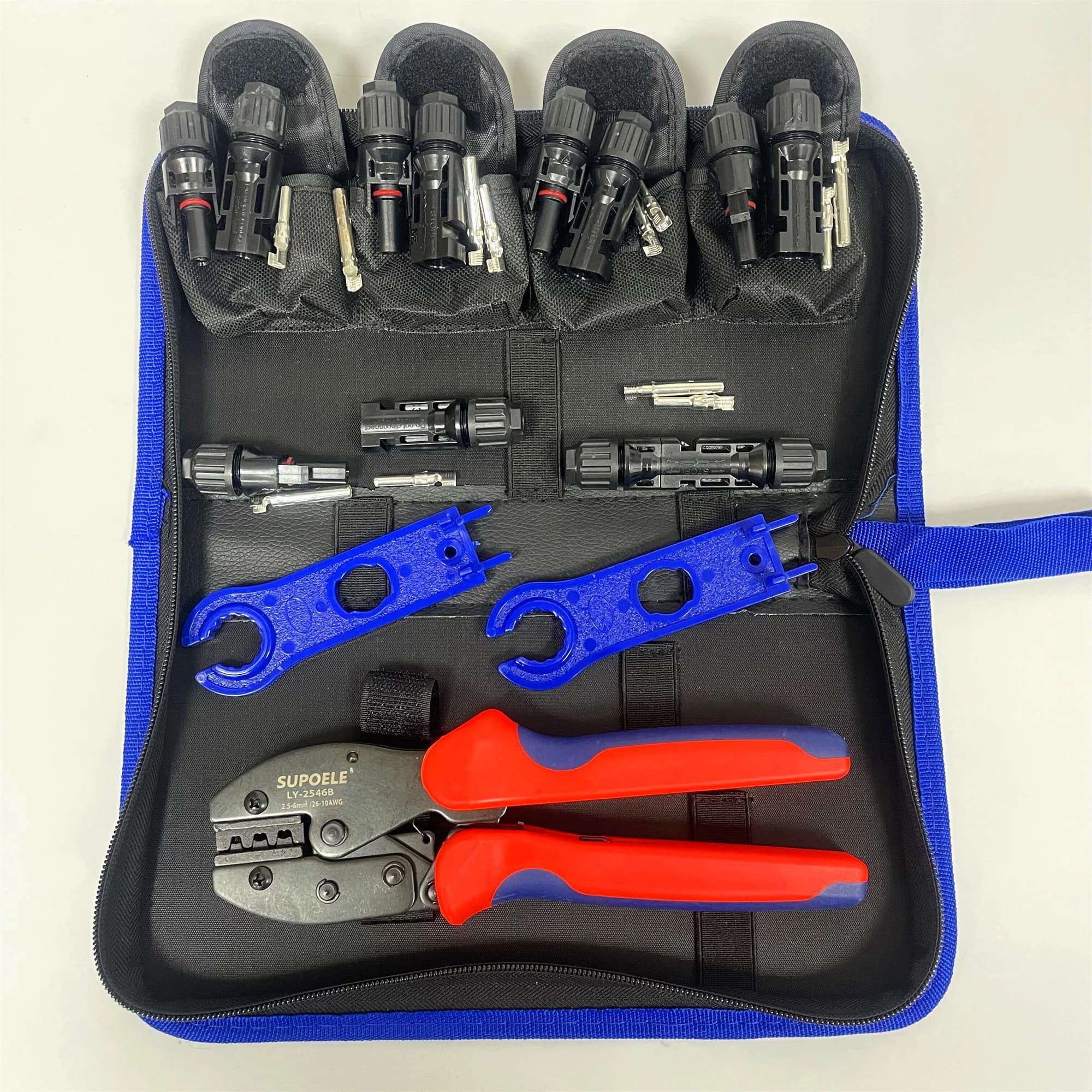 Solar Panel Crimping Tool Kit Set Plier LY-2546B With 6 Pairs Male Female Solar Cable Connectors and Wrench Spanners
