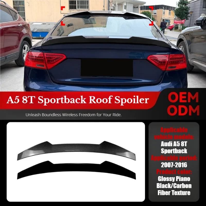 For Audi A5 8T Sportback 2007-2016 Rear Trunk Roof Spoiler Wing Styling Carbon Look Car Accessories Tuning Exterior Modification