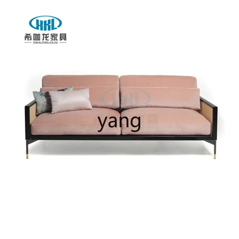 LTT ，Nordic modern rattan art single and double three-person sofa Chinese-style rattan fabric solid wood sofa
