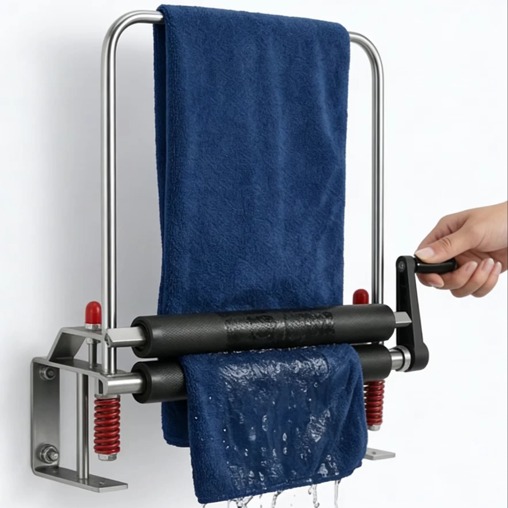 Wall Mounted Manual Towel Wringer, Stainless Steel Hand Press Mop Wringer for Car Wash, Commercial & Household Use