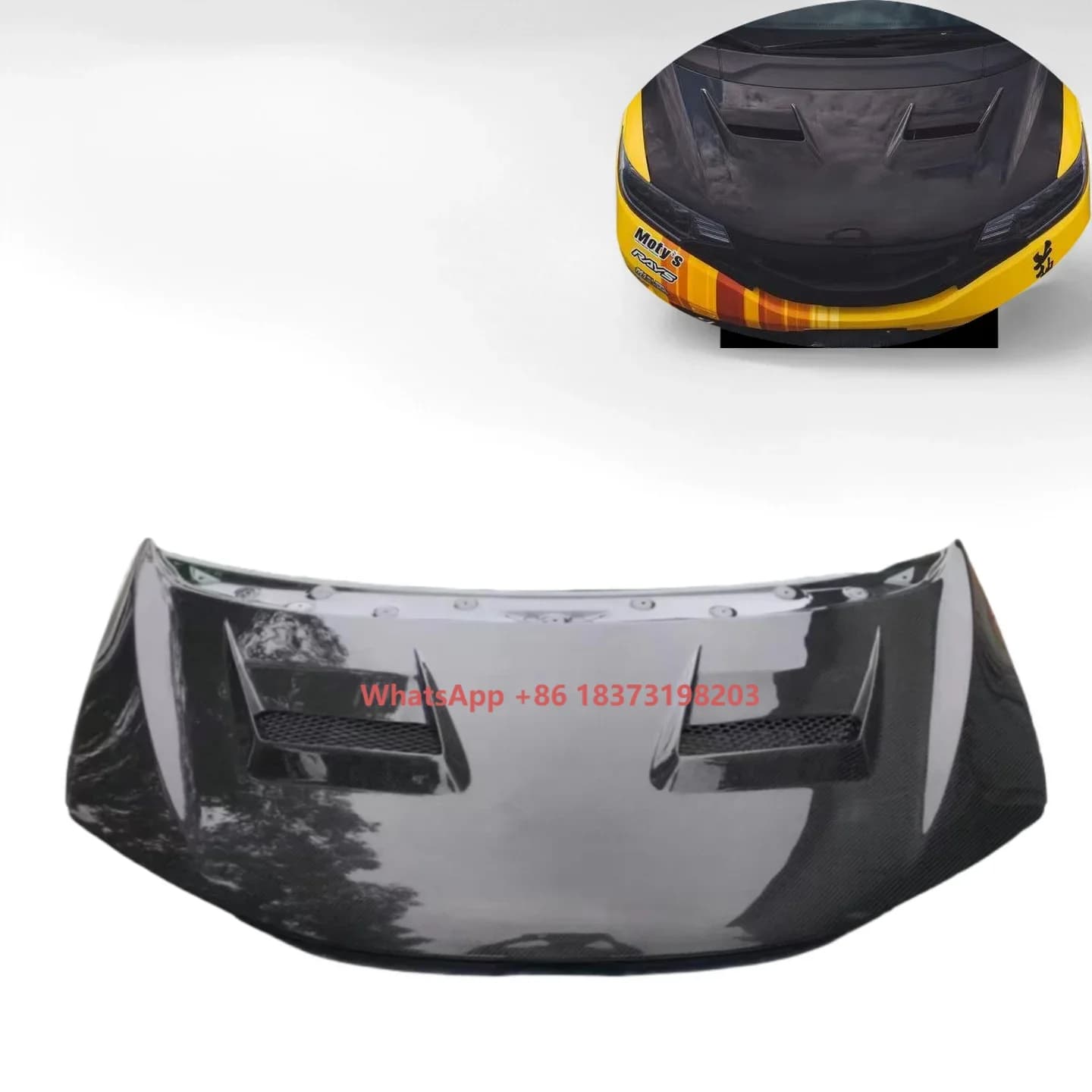 JS-W STYLE CARBON FIBER ENGINE HOOD BONNET Bolt-On with Bolts for 2015-2020 for JAZZ FIT GK5