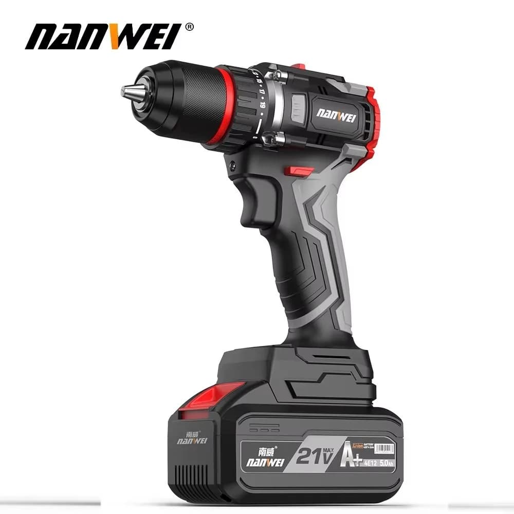 21V Cordless Impact Drill Set High Power Electric Rechargeable Lithium Battery Combo Kit for Home DIY Woodworking