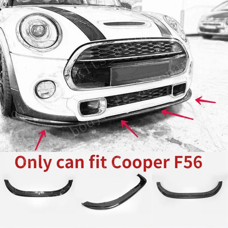 For Mini Cooper F56 Front Bumper Lip Wing Diffuser Spoilers Carbon Fiber
