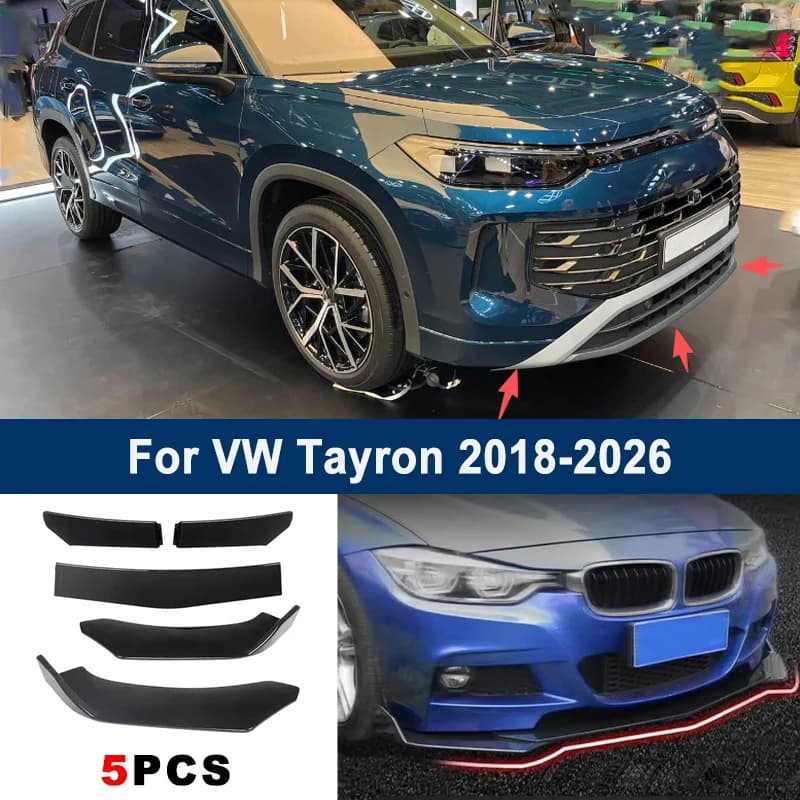 Adjustable 5Pcs Sectional Front Spoiler Lip For VW Tayron 2018-2026 Front Bumper Splitter Car Exterior Sport Body Kit
