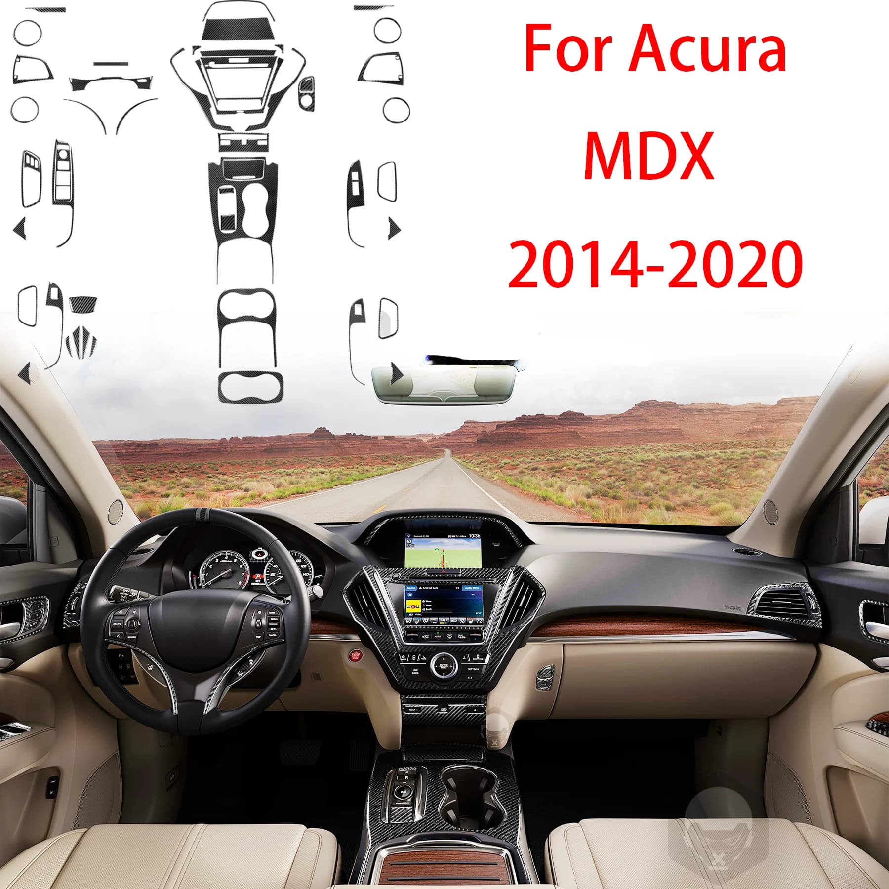 Car Seat Adjustment Air Vents Center Console Package Panel Interior Accessories For Acura MDX 2014-2020 Carbon Fiber Stickers