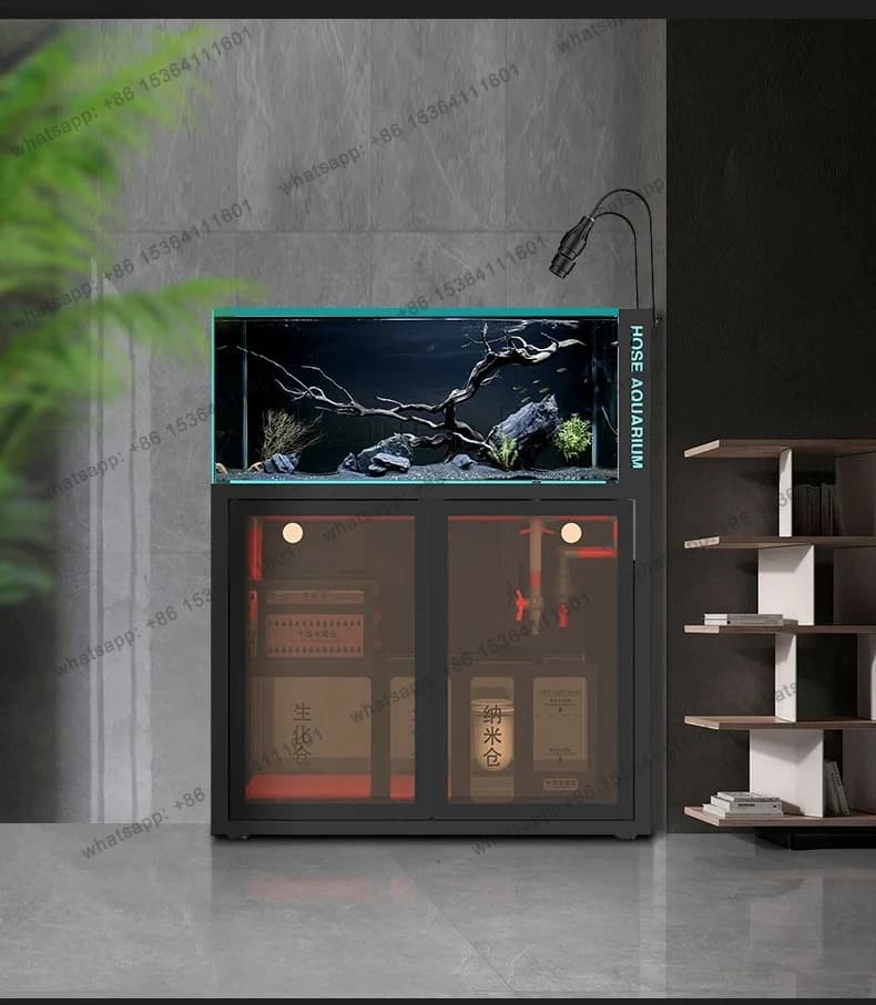 Fish Tank Aquarium Bottom Filter Living Room Ultra Clear Glass Backpack  Overflow Ecological Marine Tank Aquatic Plant Tank