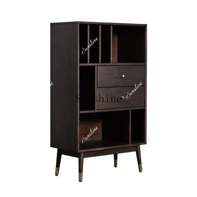 All solid wood with bookshelf TV cabinet Nordic living room locker  FT