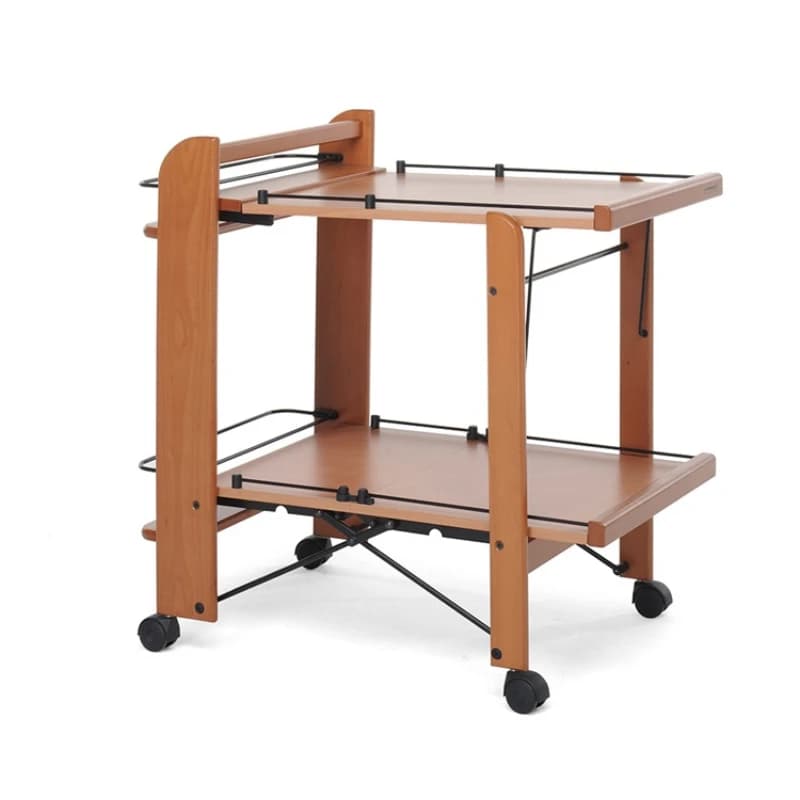 Beech double-layer wooden storage cart removable dining cart household trolley storage rack