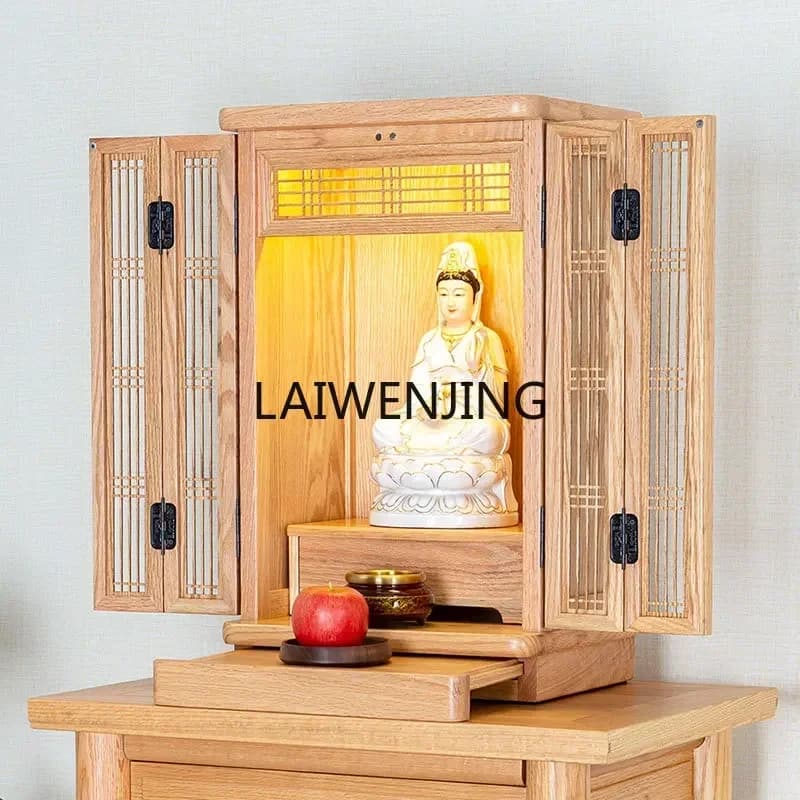 SGF Buddhist shrine with door solid wood shrine wall-mounted household wall cabinet