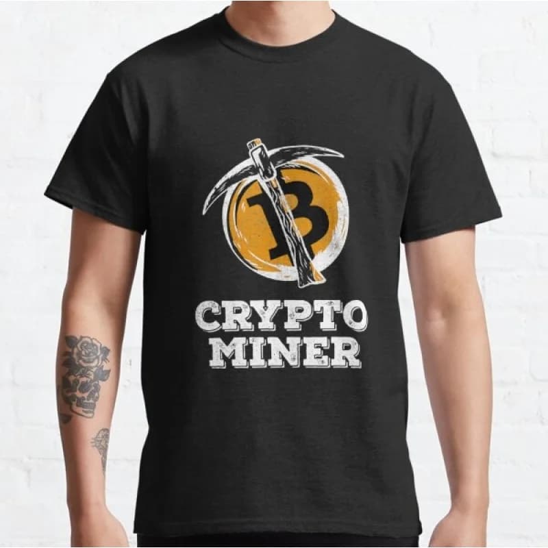 Retro Crypto Miner Gift t shirt for Crypto Traders BTC Fan Bitcoin Symbol tee 100% cotton printed Graphic clothes All size tops