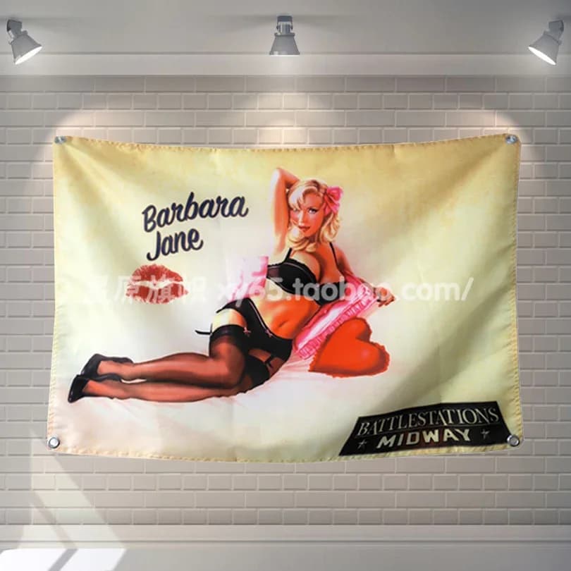 "JANE " Rock Band Hanging Art Waterproof Cloth Polyester Fabric 56X36 inches Flags banner Bar Cafe Hotel Decor
