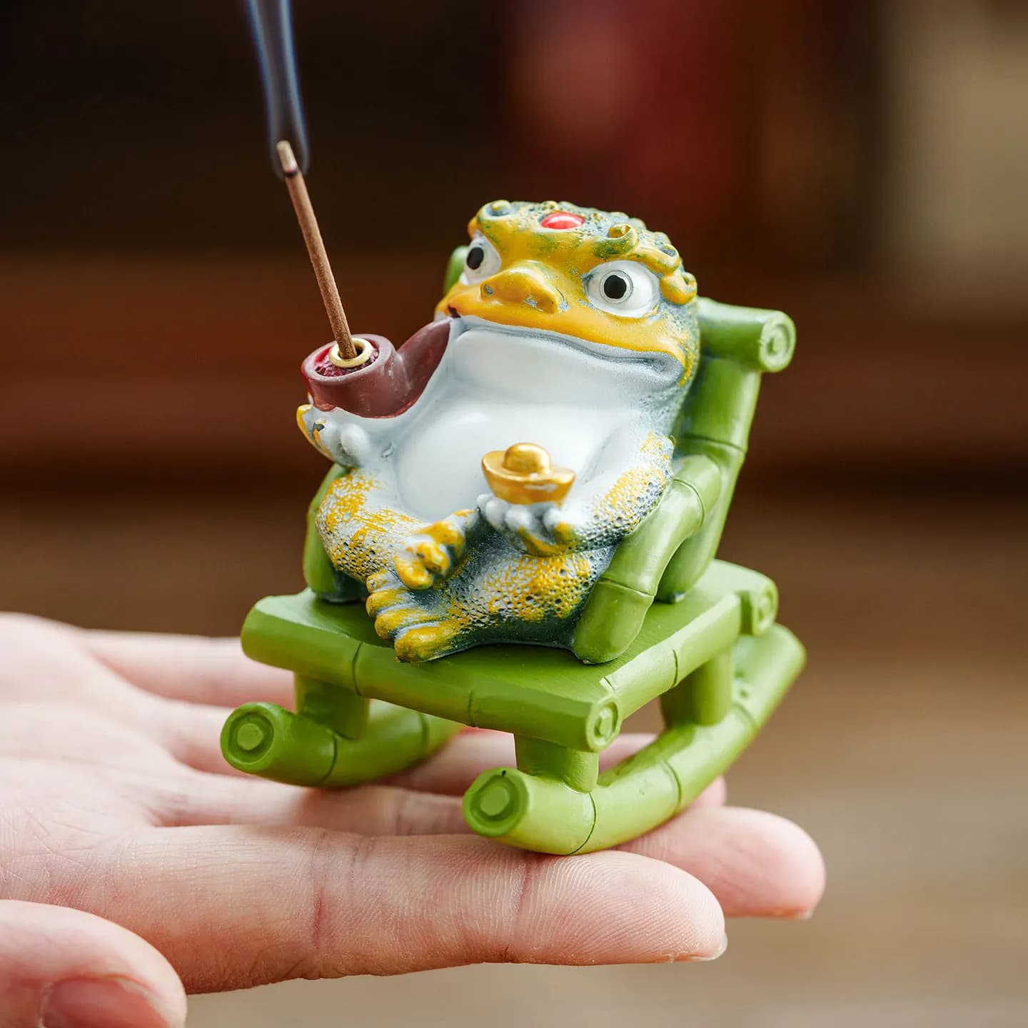 YFY Bamboo Shake Golden Toad Resin Fragrance Plug Plate Household Fragrance Base   Plug Holder Creative Tea Table Ornament