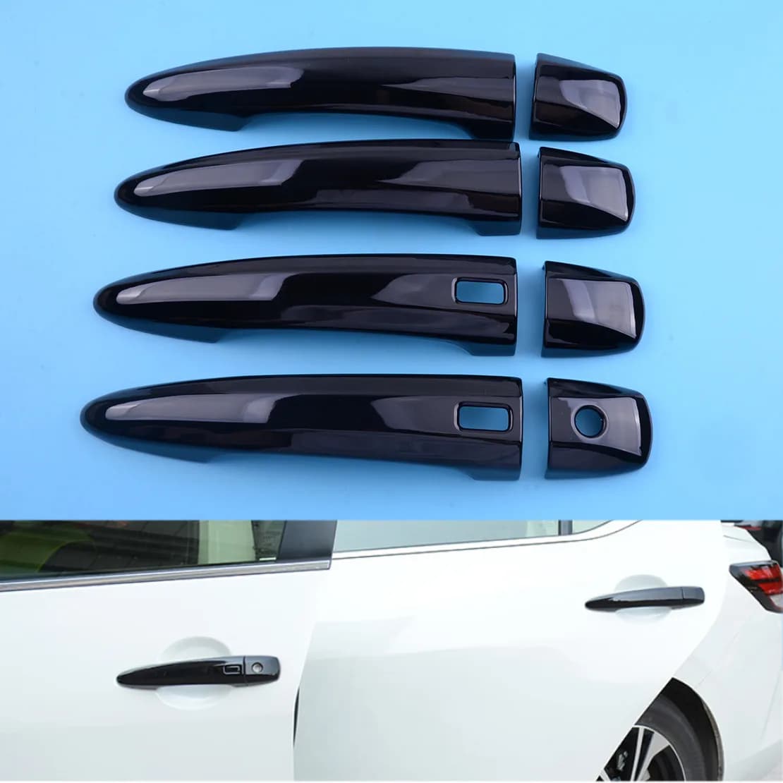 Set/8Pcs Exterior Door Handle Cover Trim Protector Cap Frame Fit for Nissan Sylphy Sentra 2019-2021