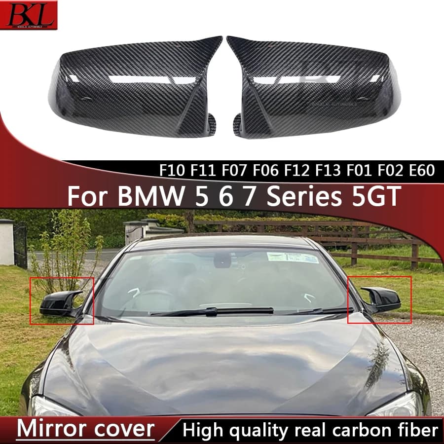 For BMW 5 6 7 Series 5GT F07 F12 F13 F06 F02 E60 Upgrade Shells Rearview Cap Carbon fiber rear view mirror case cover body kit