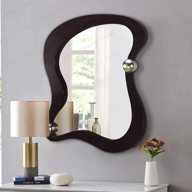Creative makeup mirror wall-mounted bathroom mirror irregular decorative mirror light luxury LED