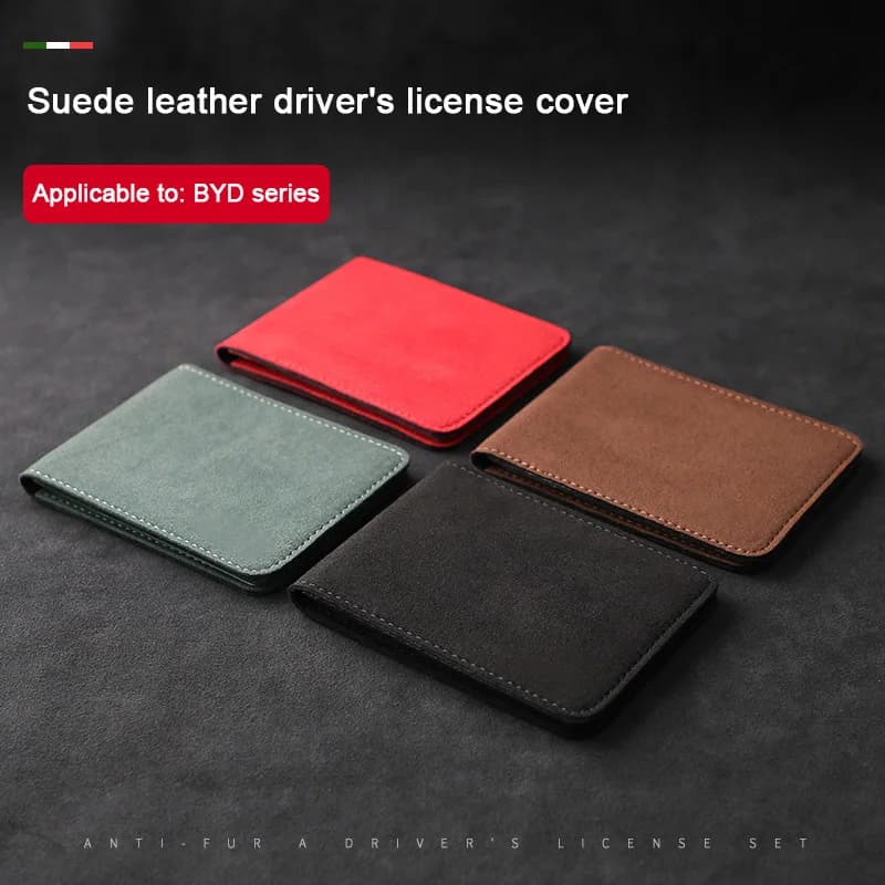 Suede Car Driver's License Holder Card Bag For BYD Yuan PLUS Atto 3 4 Seal U Song PRO DMI Han EV Seagull Dolphin Mini Accessory