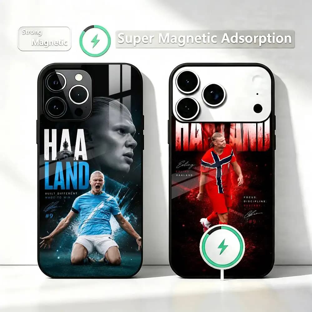 Football E-Erling Haaland  Phone Case For iPhone17,16,15,14,13,12,11 Plus,Pro Compatible with magnetic wireless charging
