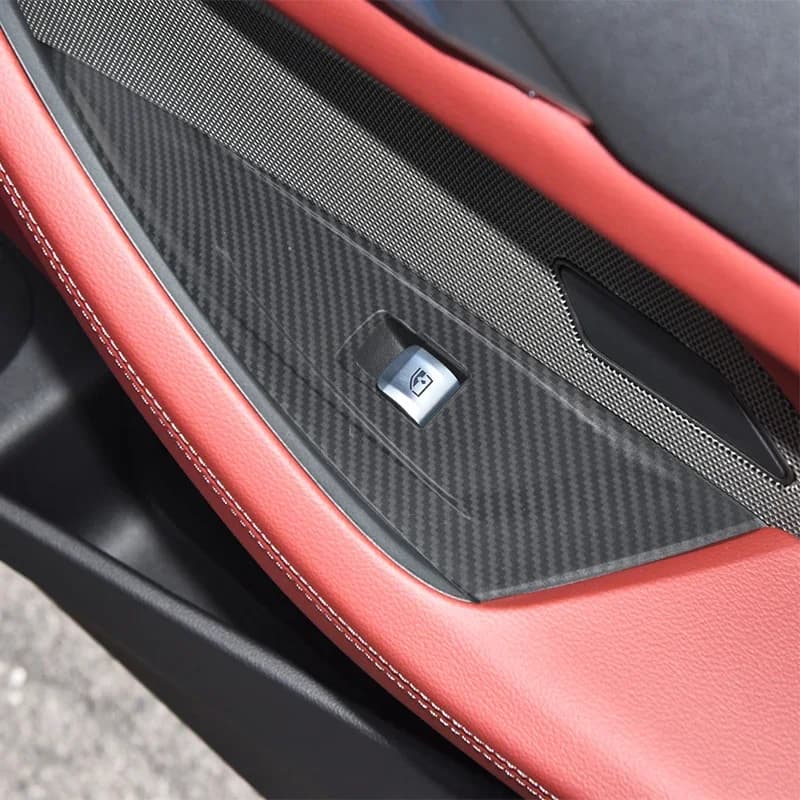 For BMW 4 Series G22 G23 2020-23 ABS Carbon Fiber Car Window Glass Lift Button Switch Frame Cover Trim Stickers Car Accessories