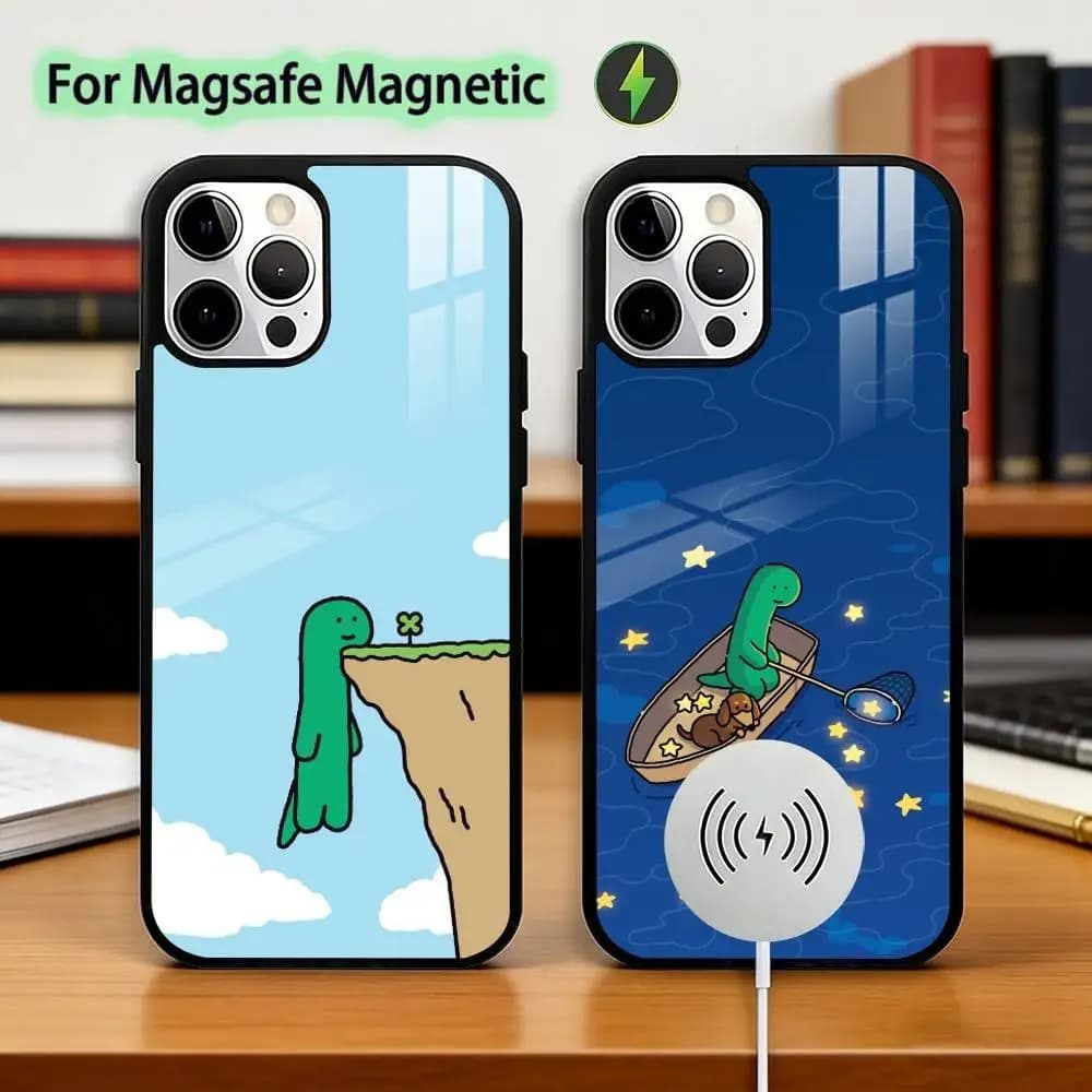 Cute J-Joguman D-Dinosaurs Phone Case For iPhone17,16,15,14,13,12,11 Plus,Pro Magnetic For Magsafe Wireless Charging