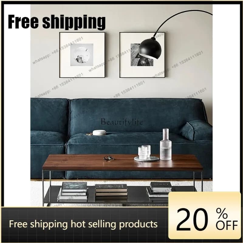 HJ Wabi Sand Wind North American Black Walnut Solid Wood Coffee Table Industrial Style Minimalist Tea Table