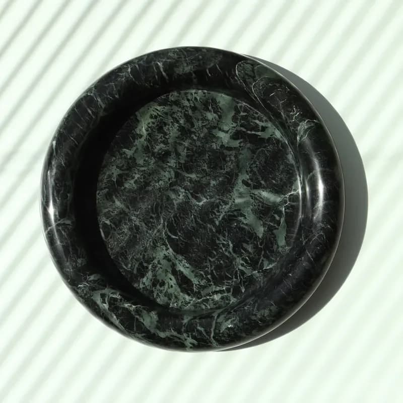 YUSHI Elegant Green Marble Tray Luxury Natural Stone Tray for Jewelry Display and Decorative Home Accent