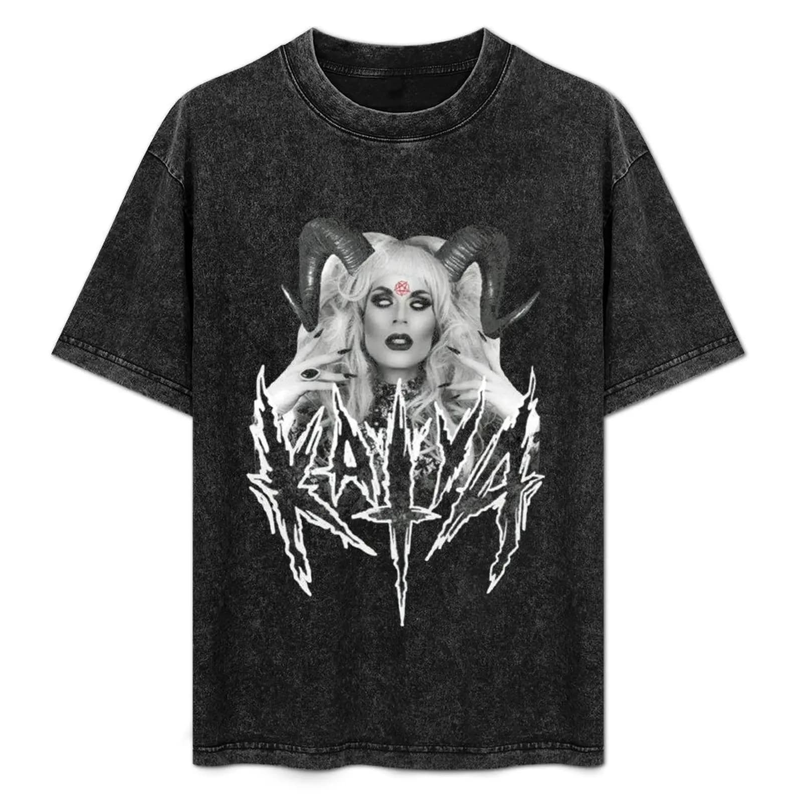Katya-Black-Metal-Satan T-Shirt Daily Work Short Sleeve Top