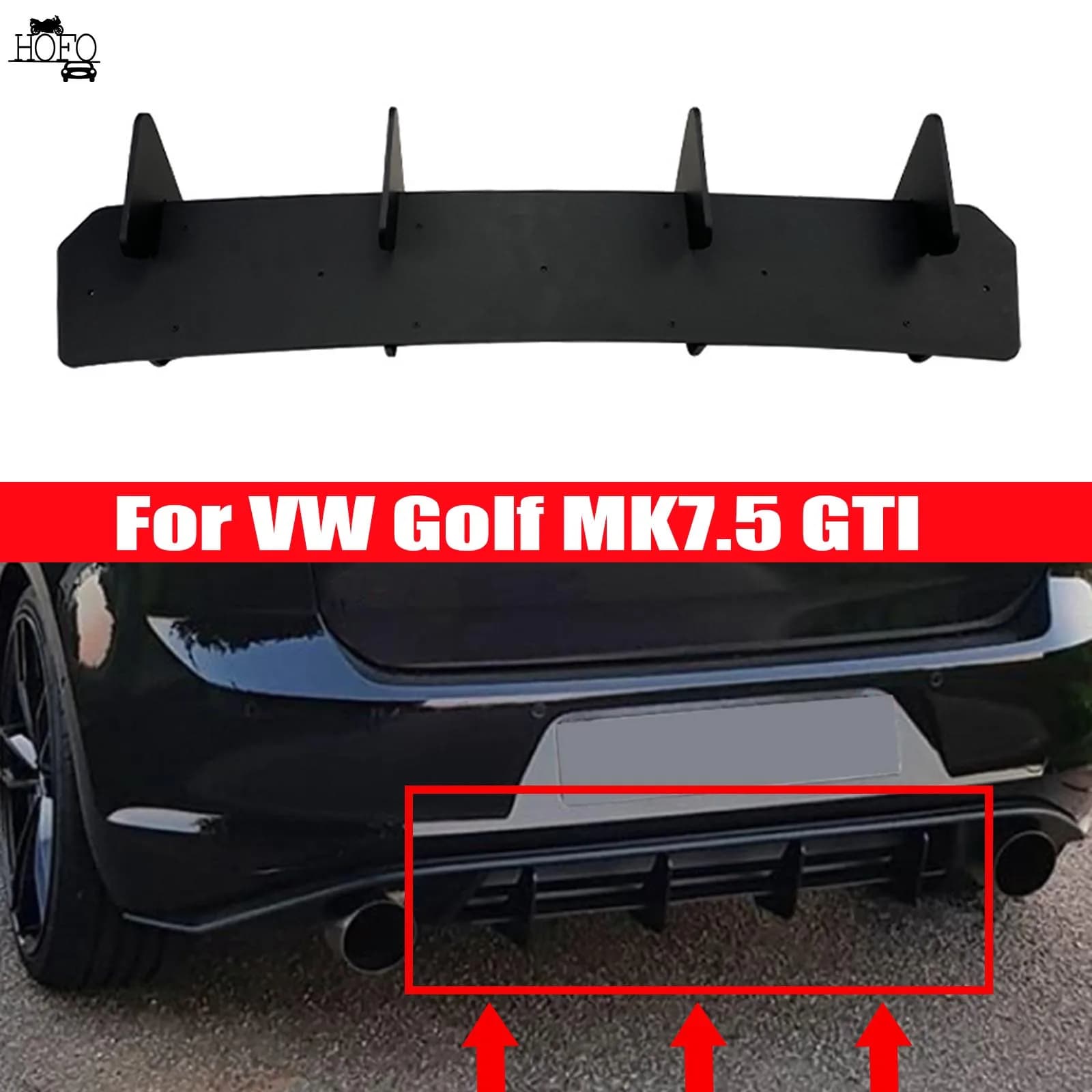 Car Rear Bumper Diffuser Flag Spoiler Splitter Lip Accessories ABS Bodykits Tuning For VW Golf 7.5 MK7.5 GTI Facelift 2017-2021