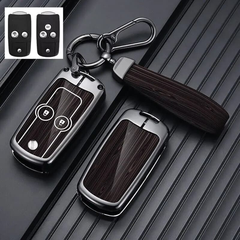 Alloy Leather Key Fob Case Cover for Honda Accord Civic CRZ CRV ACURA MDX TSX TL，2/3 Buttons