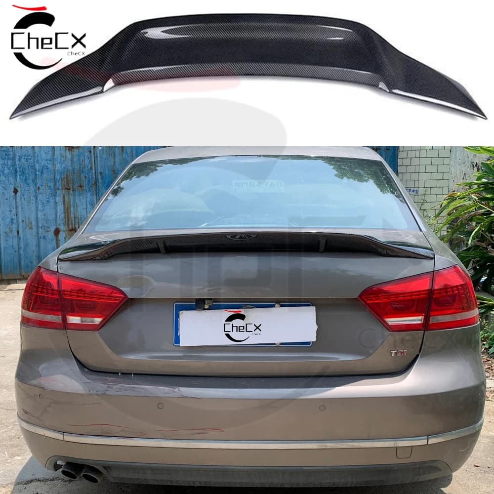 For 2012-2015 Volkswagen Passat B7 HighQuality Fiberglass Material R Style Rear Spoiler Glossy Black Trunk lid Spoiler Tail Wing