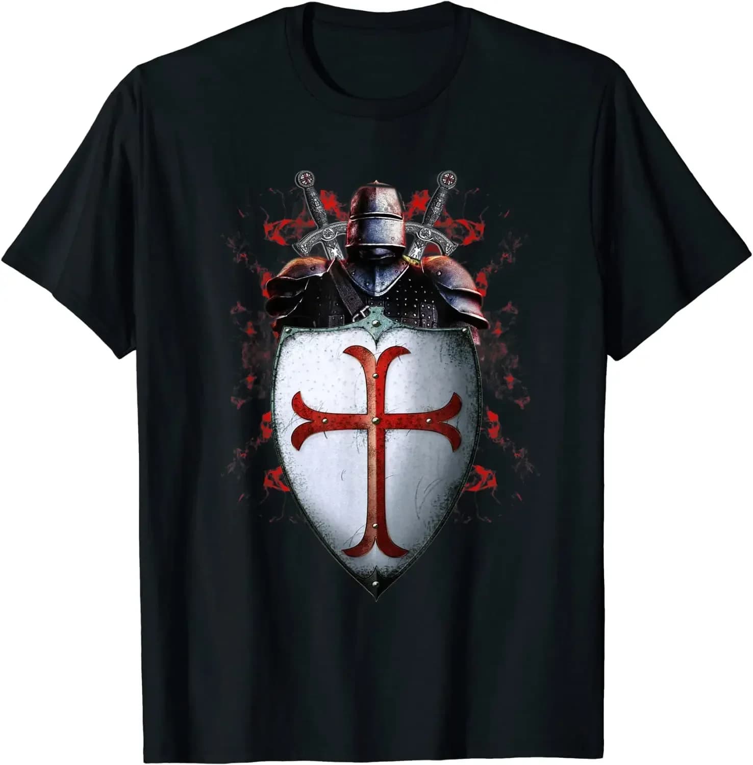 Knights Templar Flag Helmet Cross Men T-Shirt Short Sleeve Casual 100% Cotton Summer T-Shirts