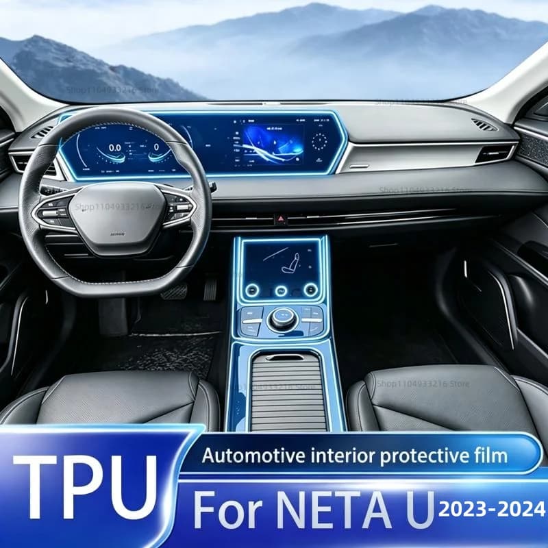 Transparent TPU Protective Film Anti-scratch For NETA U 2023-2024 Car Interior Center Console Dashboard Navigation Pre-cut PPF