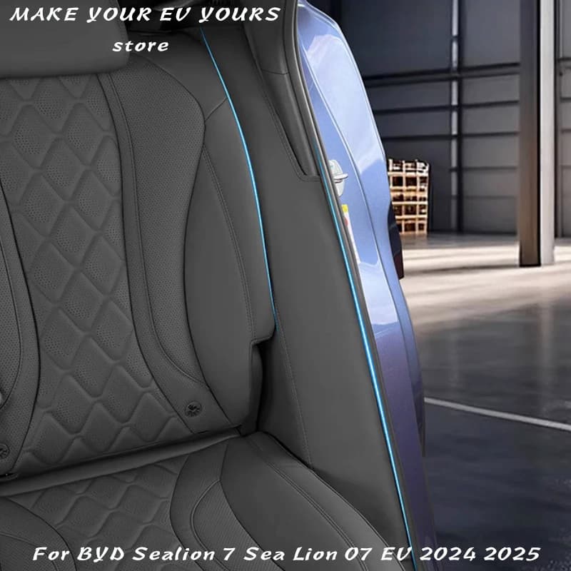 For BYD Sealion 7 Sea Lion 07 EV 2024 2025 C-Pillar Leather Anti Kick Protection Sticker Interior Accessories