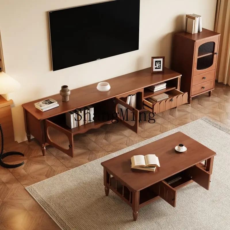 SM antique solid wood TV cabinet coffee table combination storage side cabinet simple new home