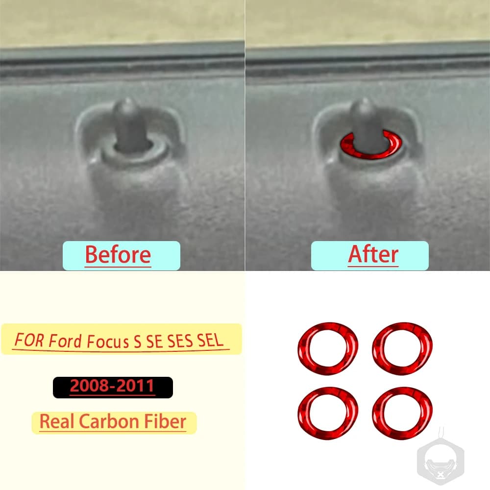 For Ford Focus S SE SES SEL 2008-2011 Open Door Switch Cover Button Trim Real Soft Carbon Fiber Interior Accessories Stickers