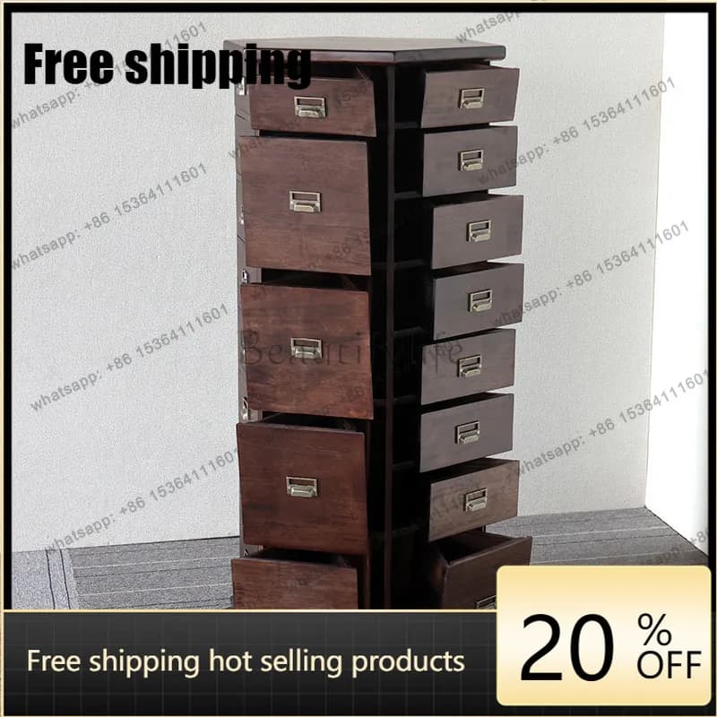 jj5 Chinese solid wood retro wind rotating chest, traditional Chinese medicine cabinet, storage cabinet